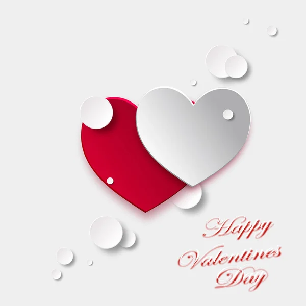 Happy Valentines Day Hand tekening Vector belettering design met gesneden papier harten. — Stockvector