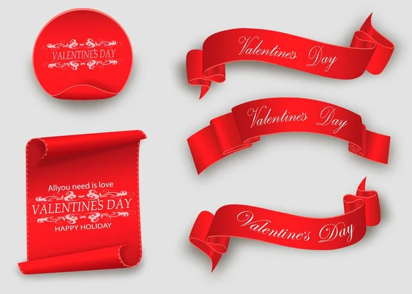 Valentijnsdag day.the rode scroll.set van banners — Stockvector