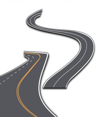 Ekose bir arka plan üzerine beyaz çizgili olan yol. Eğri yollar ayarla