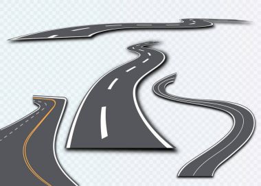 Ekose bir arka plan üzerine beyaz çizgili olan yol. Eğri yollar ayarla