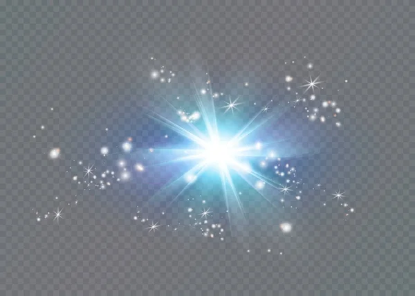 Étoile brillante. Soleil brillant translucide, fusée éclairante — Image vectorielle