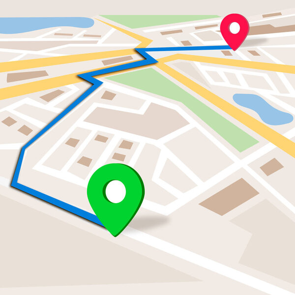 Gps navigation background. City map. Vector illustration.