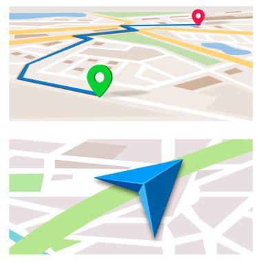 GPS navigasyon arka plan. Şehir haritası. Vektör çizim.