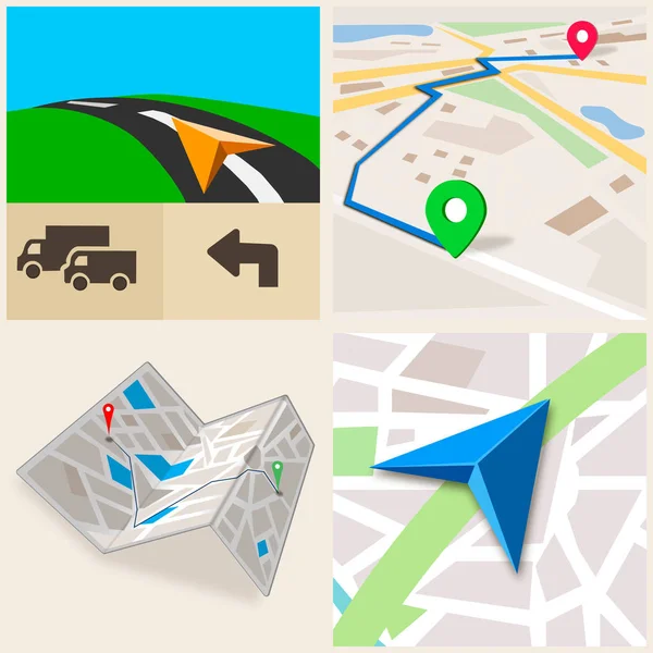 Gps navigation background. City map. Vector illustration. — Stock Vector