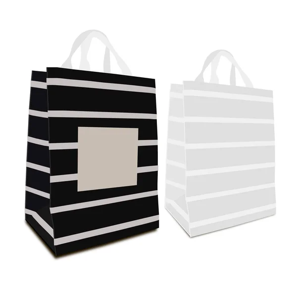 ถุงของขวัญที่มีที่จับเชือกบนพื้นหลังสีขาว รูปแบบเวกเตอร์  . — ภาพเวกเตอร์สต็อก