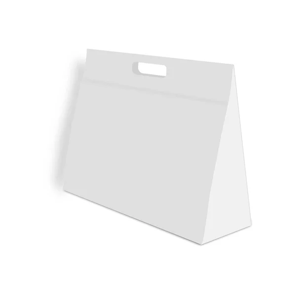 ハンドル付きポーチ スナック袋スタンド空白。テンプレートを模擬します。白い背景で隔離の図。あなたの設計の準備. — ストックベクタ