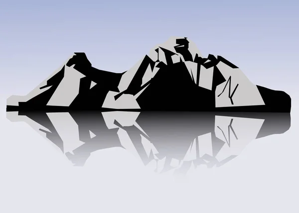 Набор силуэтов черно-белых гор. Векторная иллюстрация на прозрачном фоне . — стоковый вектор