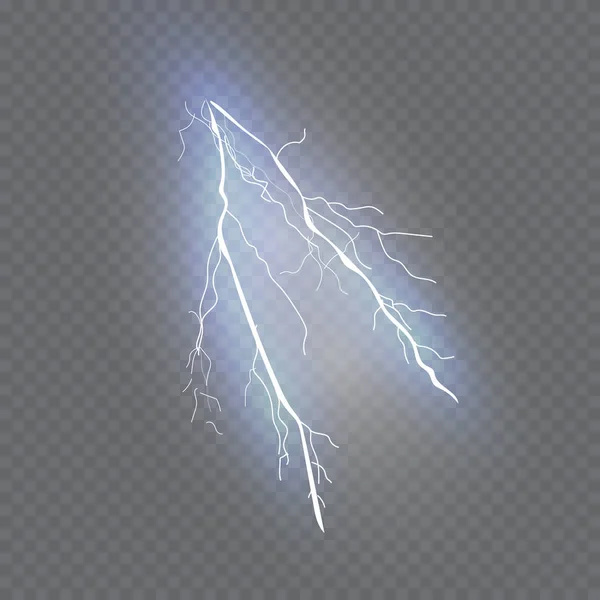 Un conjunto de relámpagos mágicos y brillantes efectos de luz. Ilustración vectorial. Descarga de corriente eléctrica. — Vector de stock