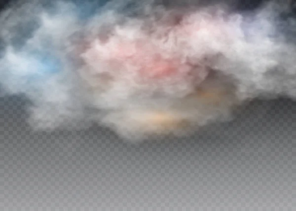 투명 한 배경 위에 있는 실제적 인 고립된 구름 세트. — 스톡 벡터