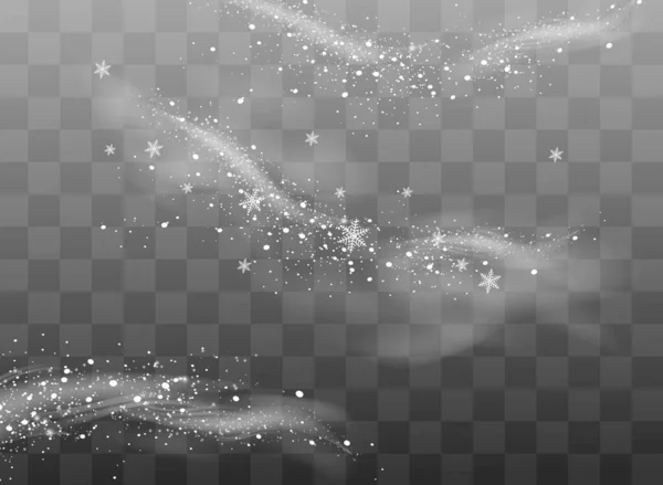 Die Staubfunken und goldenen Sterne leuchten mit besonderem Licht. Vektor funkelt auf einem transparenten Hintergrund. Weihnachtlicher Lichteffekt. Funkelnde magische Staubpartikel. — Stockvektor