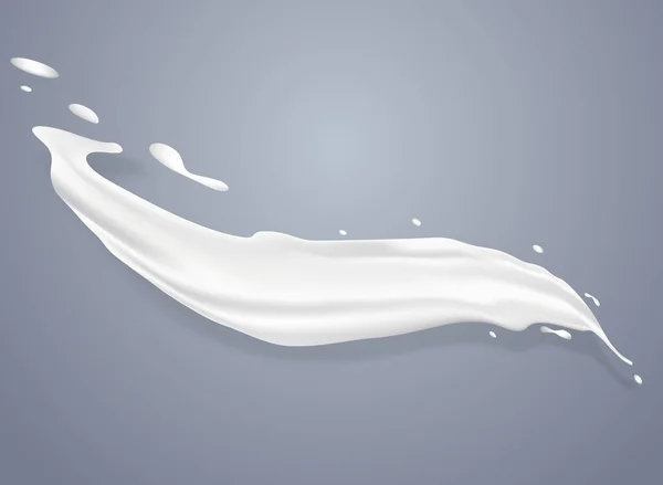 Patrón inconsútil de salpicadura de leche. 3d borde realista de la onda de yogur sobre fondo azul. Diseño del envase de leche vectorial . — Archivo Imágenes Vectoriales