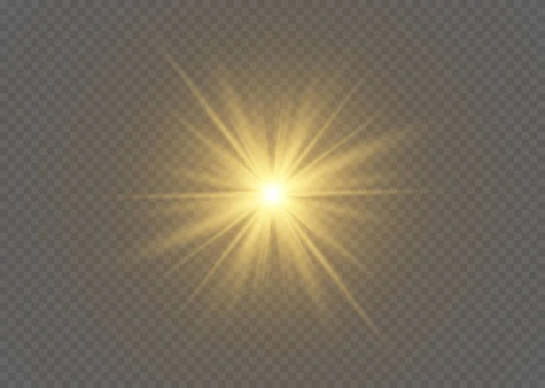 Licht flackert besonderen Effekt mit Lichtstrahlen und magischen Funkeln. Glühen transparente Vektor Lichteffekt eingestellt, Explosion, Glitzern, Funken, Sonnenblitz. — Stockvektor