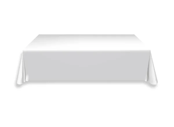 Mantel blanco en la mesa maqueta vacía. Ilustración vectorial aislada sobre un fondo claro . — Vector de stock