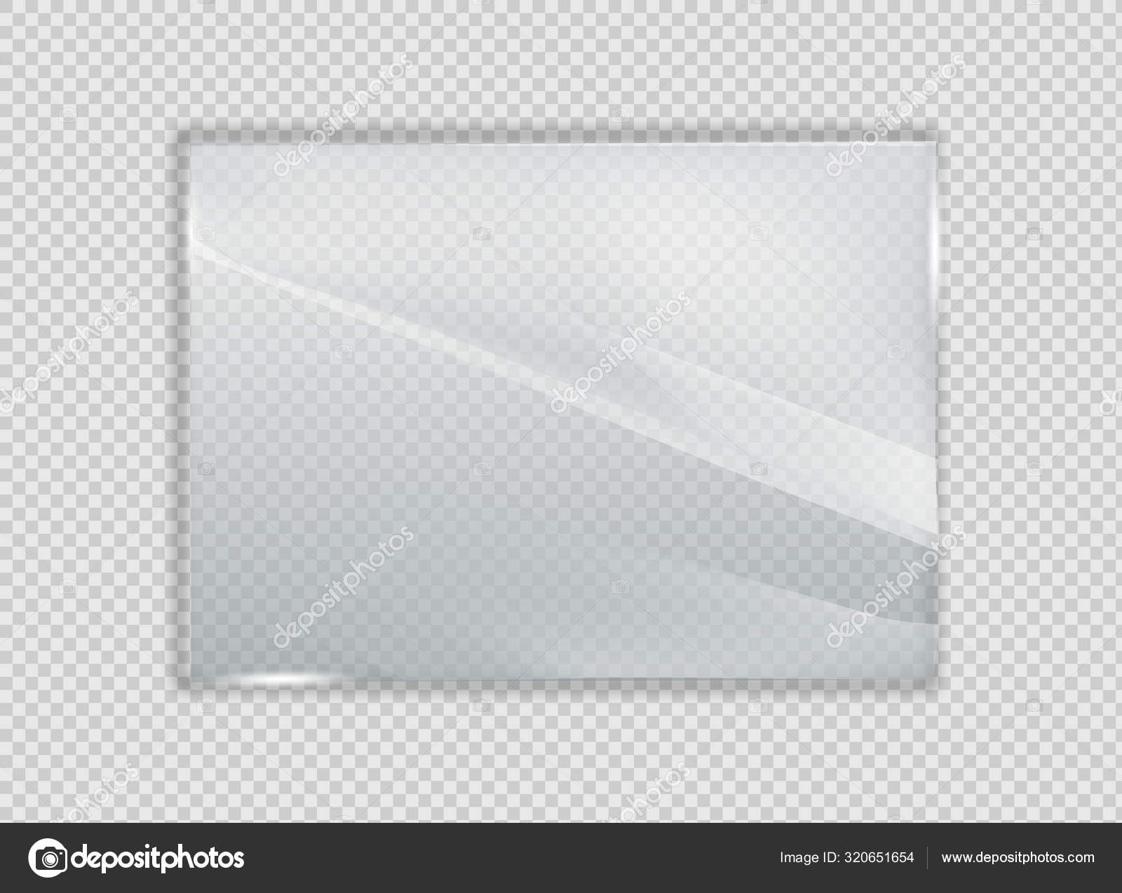 Glass plate on transparent background. Acrylic and glass texture with