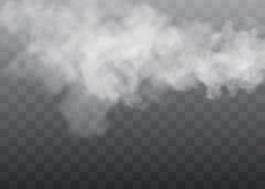 Fog or smoke isolated transparent special effect. White vector cloudiness, mist or smog background. Vector illustration clipart