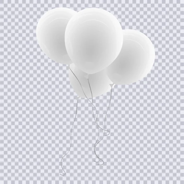Ρεαλιστικό λευκό μπαλόνι απομονωμένο σε διαφανές φόντο. Εικονογράφηση διανύσματος. — Διανυσματικό Αρχείο