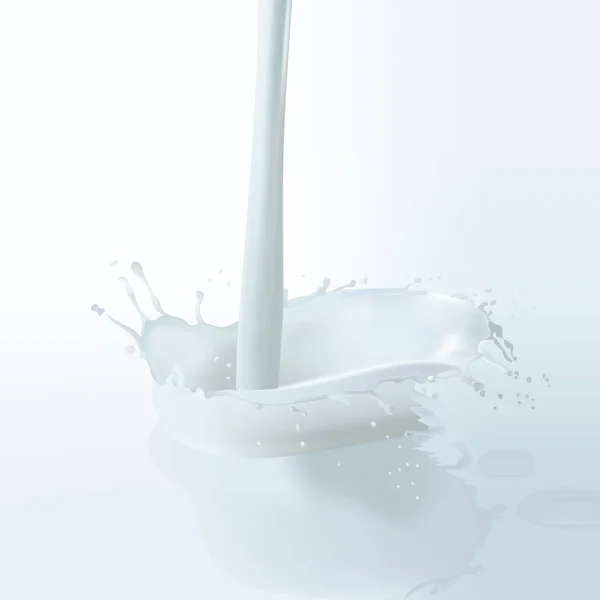 Melk splash naadloos patroon. 3D realistische yoghurt golf grens op blauwe achtergrond. Ontwerp vectormelkpakket. — Stockvector