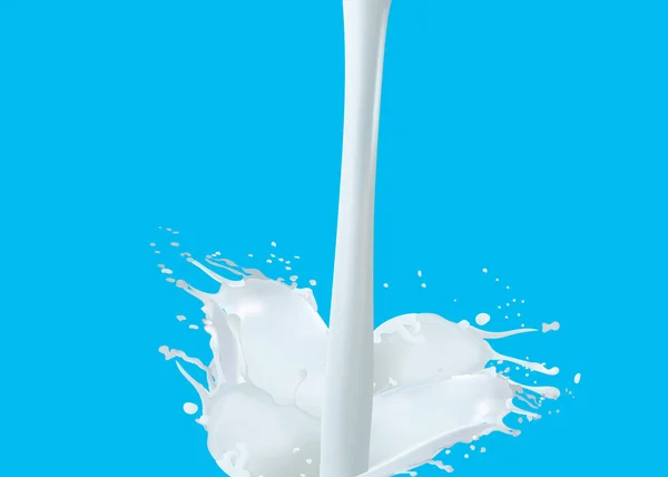 Melk splash naadloos patroon. 3D realistische yoghurt golf grens op blauwe achtergrond. Ontwerp vectormelkpakket. — Stockvector