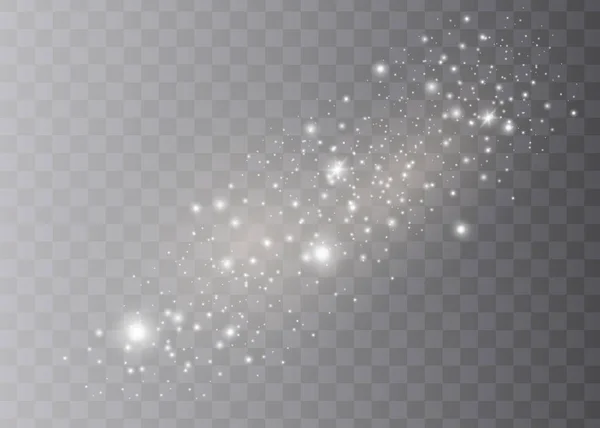 Las chispas de polvo y las estrellas doradas brillan con una luz especial. El vector brilla sobre un fondo transparente. Efecto de luz de Navidad. Partículas de polvo mágico chispeantes. — Vector de stock