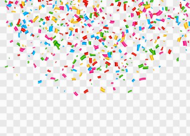 Konfeti izole edildi. Düşen konfeti, doğum günü vektörü illüstrasyonu.