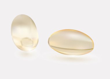 Beyazda izole edilmiş gerçekçi bir hap. Tıp geçmişi için bir şablon. Antibiyotik, vitamin veya uyuşturucu vektörü çizimi.