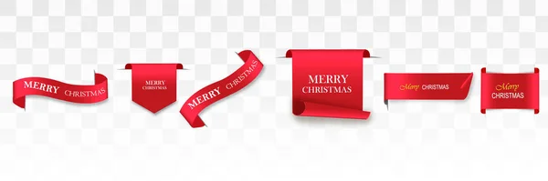 Feliz Natal celebração fundo com banner fita realista vermelho. Ilustração vetorial . — Vetor de Stock