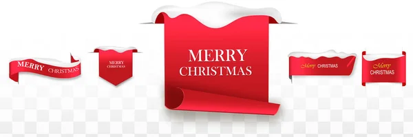 Boldog karácsonyt ünneplés háttér piros realisztikus szalag banner. Vektorillusztráció. — Stock Vector