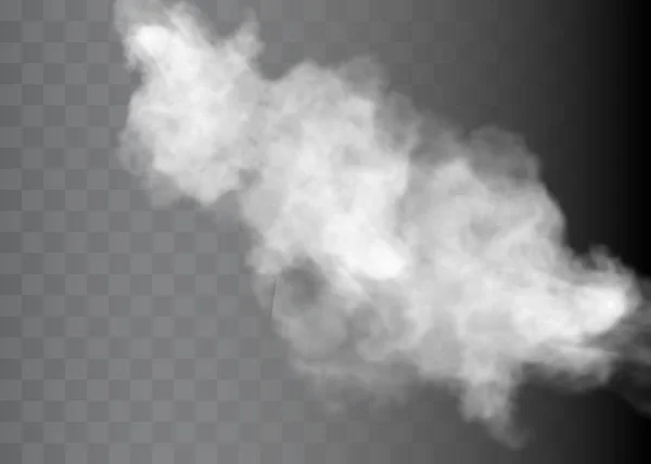 Прозорий спецефект виділяється туманом або димом. Вектор білої хмари, туман або смог . — стоковий вектор