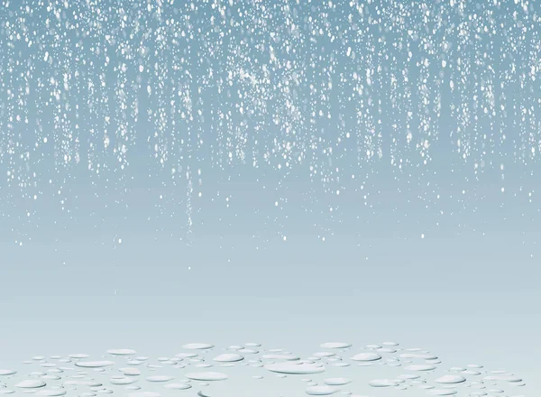 Faller i linjer silver glitter konfetti kransar prickar regn. glittrande glitter gränsen, part tinsels skimmer, semester ljus bakgrund design, festlig ram. Rika silver metalliska garland lampor. — Stock vektor