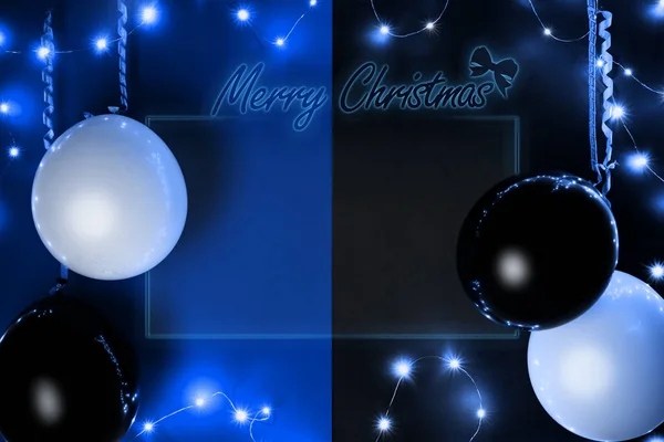 Um fundo azul e preto modelo de design de Natal com espaço de cópia para texto — Fotografia de Stock