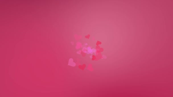 Happy Valentines Day love hearts on red / pink background with animated text - Valentines Day concept clip 4K avec espace de copie pour le texte . 