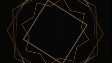 Altından folyo ve mat siyah kağıt ile dokulu arkaplan üzerinde animasyon geometrik şekiller - metin alanı için metin alanı ile 4k şarjör