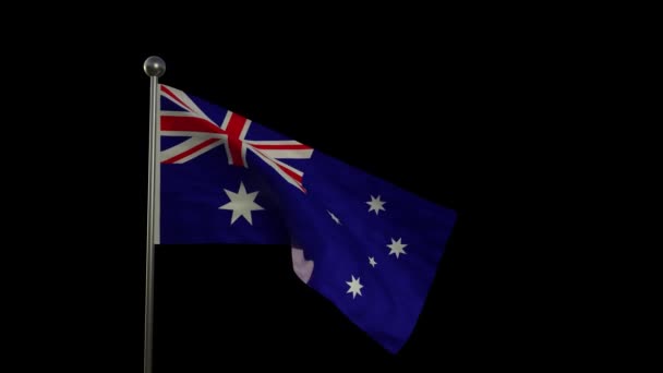 Australian flag fluttering in the wind. Isolated on black background — Stock Video