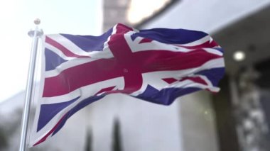 Döngü videosu. Birleşik Krallık 'ın ulusal bayrağı aynı zamanda Union Flag olarak da bilinen İngiliz bayrağıdır..