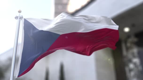 Tjeckiens Nationella Flagga Densamma Som Före Detta Tjeckoslovakiens Flagga När — Stockvideo