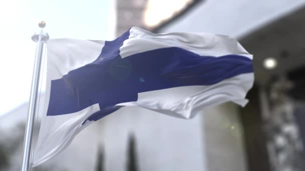 Bandera Finlandia Finés Suomen Lippu También Llamada Siniristilippu Bandera Cruz — Vídeos de Stock