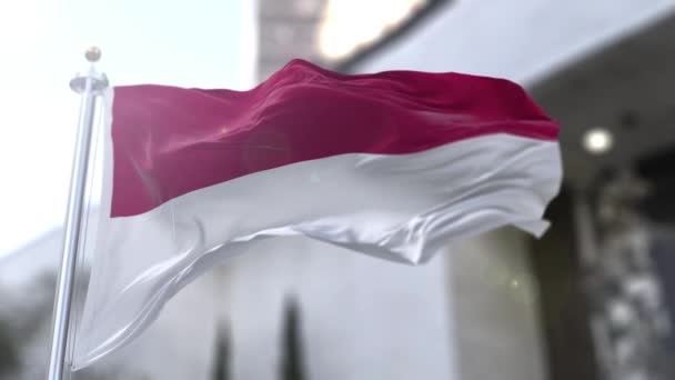 Indonesiens Flagga Grafiskt Identisk Med Monacos Flagga Med Liten Skillnad — Stockvideo