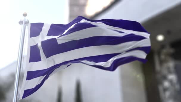 Greklands Nationella Flagga Populärt Kallad Blå Och Vit Eller Himmelsblå — Stockvideo
