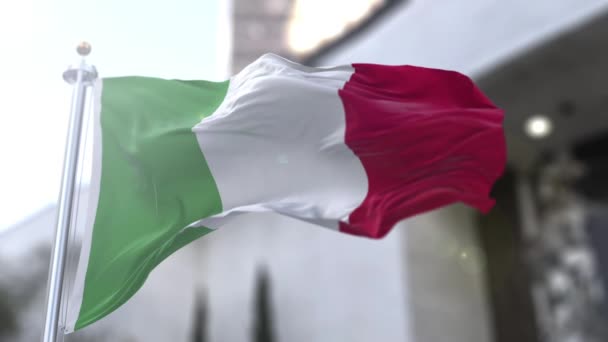 Ciclo Video Bandiera Italia Tricolore Con Tre Paletti Verticali Uguale — Video Stock