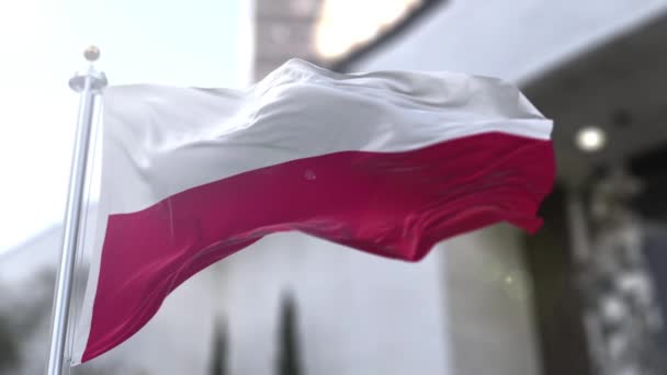 Vlag Van Polen Pools Flaga Polski Bestaat Uit Twee Horizontale — Stockvideo