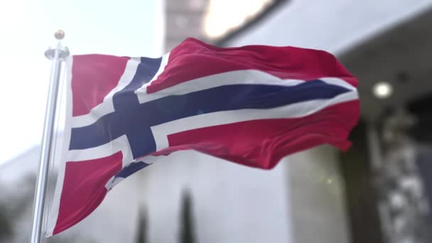 Ciclo Video Bandiera Della Norvegia Norvegese Norges Flagg Rossa Con — Video Stock