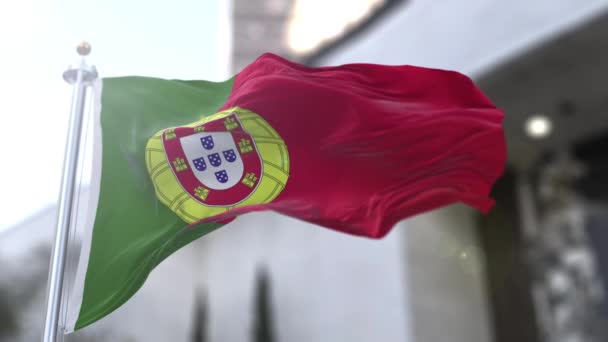 Bandeira Portugal Uma Bicolor Retangular Com Campo Uniformemente Dividido Verde — Vídeo de Stock