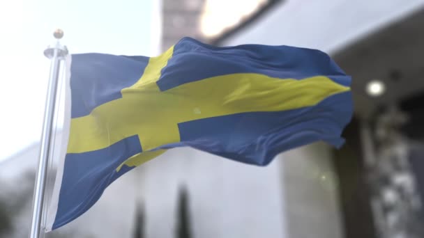 Ciclo Video Bandiera Svedese Sveriges Flagga Costituita Una Croce Nordica — Video Stock