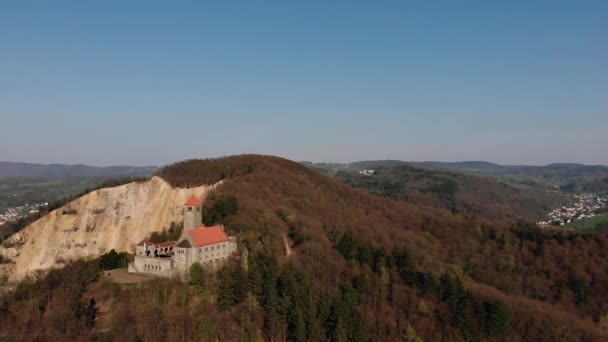 Beautiful Evening Flight Castle Wachenburg Home German Student Corporations Mount — Stock Video