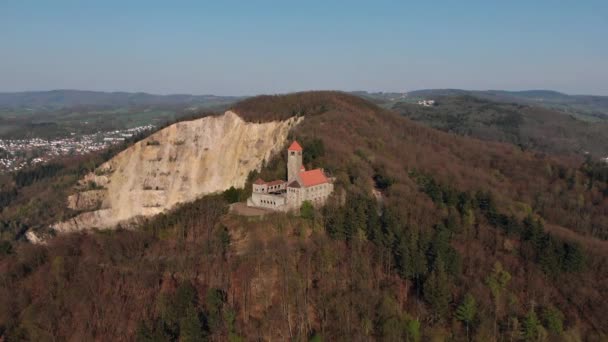 Nydelig Kveldsfly Slottet Wachenburg Hjemmet Til Tyske Studentselskapene Mount Wachenberg – stockvideo