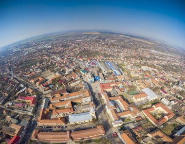 Beregovo 'dan gündüz görüşü. Merkez Meydanı. Ukrayna.