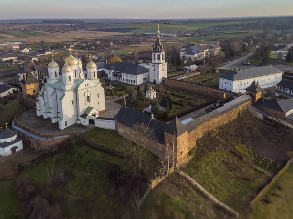 Beautiful View Zimnensky Svyatogorsky Monastery View Domes Assumption Cathedral — Stock Photo, Image