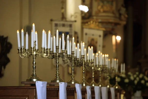 Many candles in the cathedral of the Greek Catholic Cathedral of St. Jura.