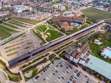 Bad Durkheim 'ın güzel manzarası. Salinaryum manzarası. Tatil köyüne park et. Almanya.