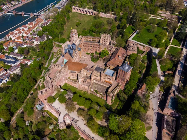 Prachtig Uitzicht Het Heidelberg Kasteel Het Oude Gedeelte Van Stad — Stockfoto